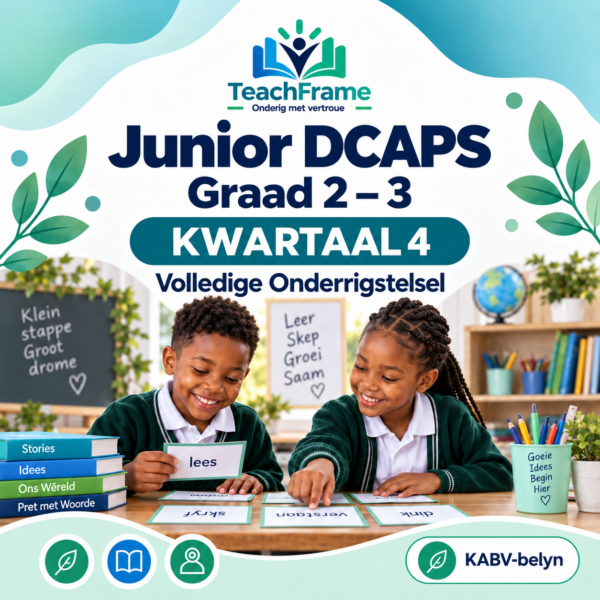TeachFrame Junior DCAPS Graad 2–3 Kwartaal 4 volledige onderrigstelsel vir Suid-Afrikaanse klaskamers