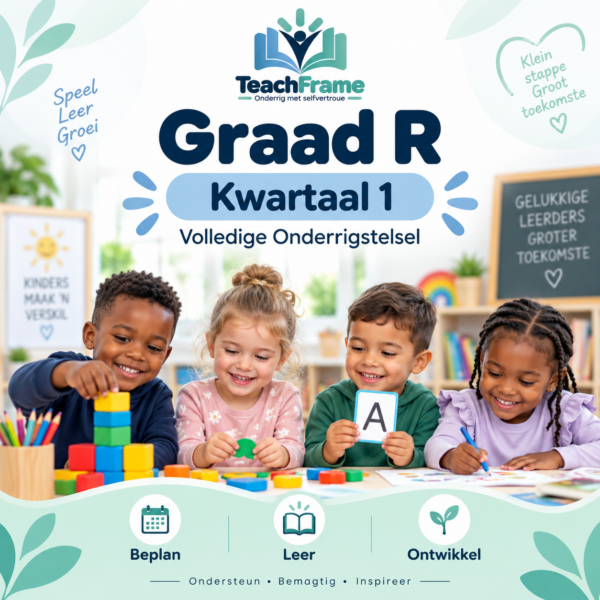 TeachFrame Graad R Kwartaal 1 volledige onderrigstelsel vir Suid-Afrikaanse klaskamers